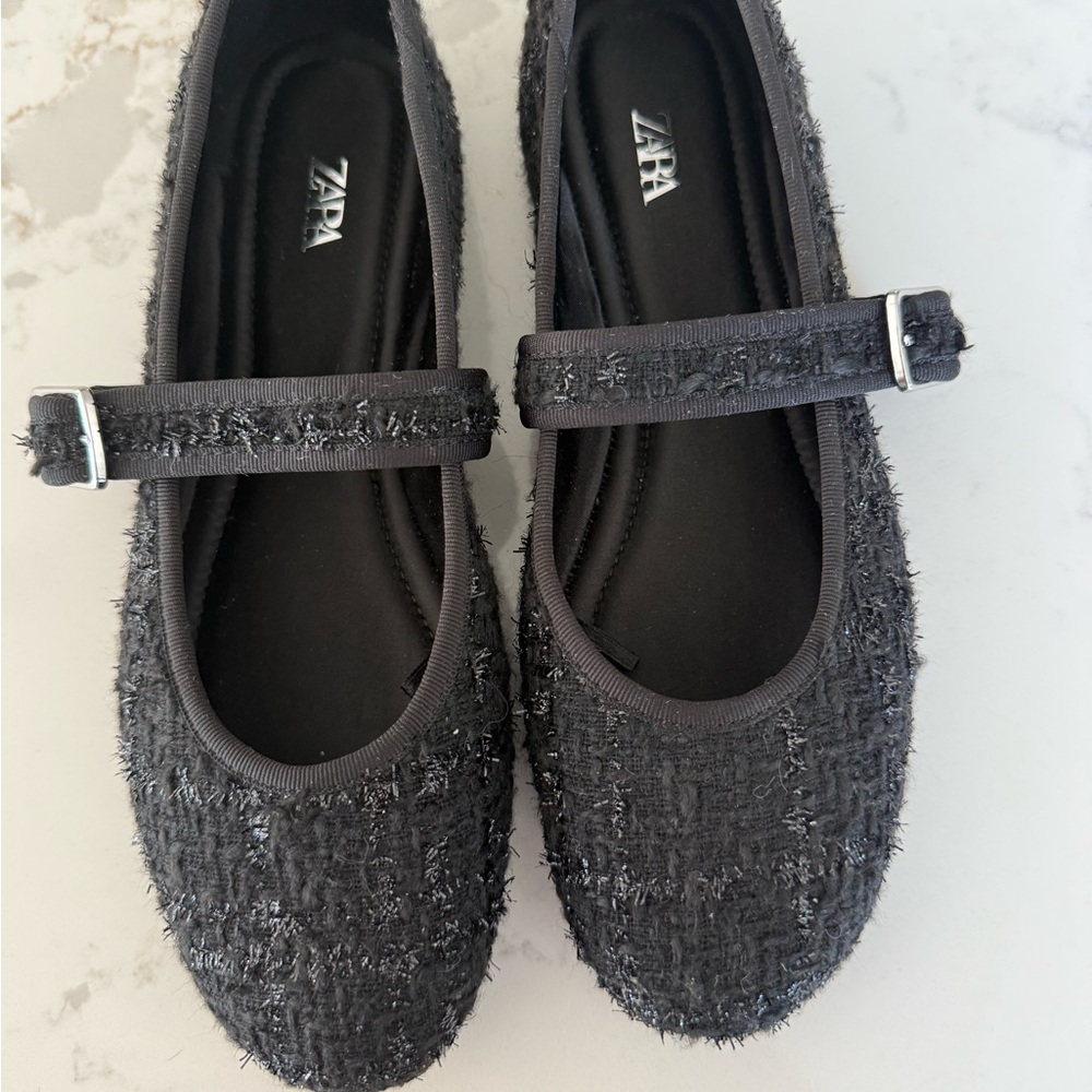 Zara Textured Black  Dress Shoes